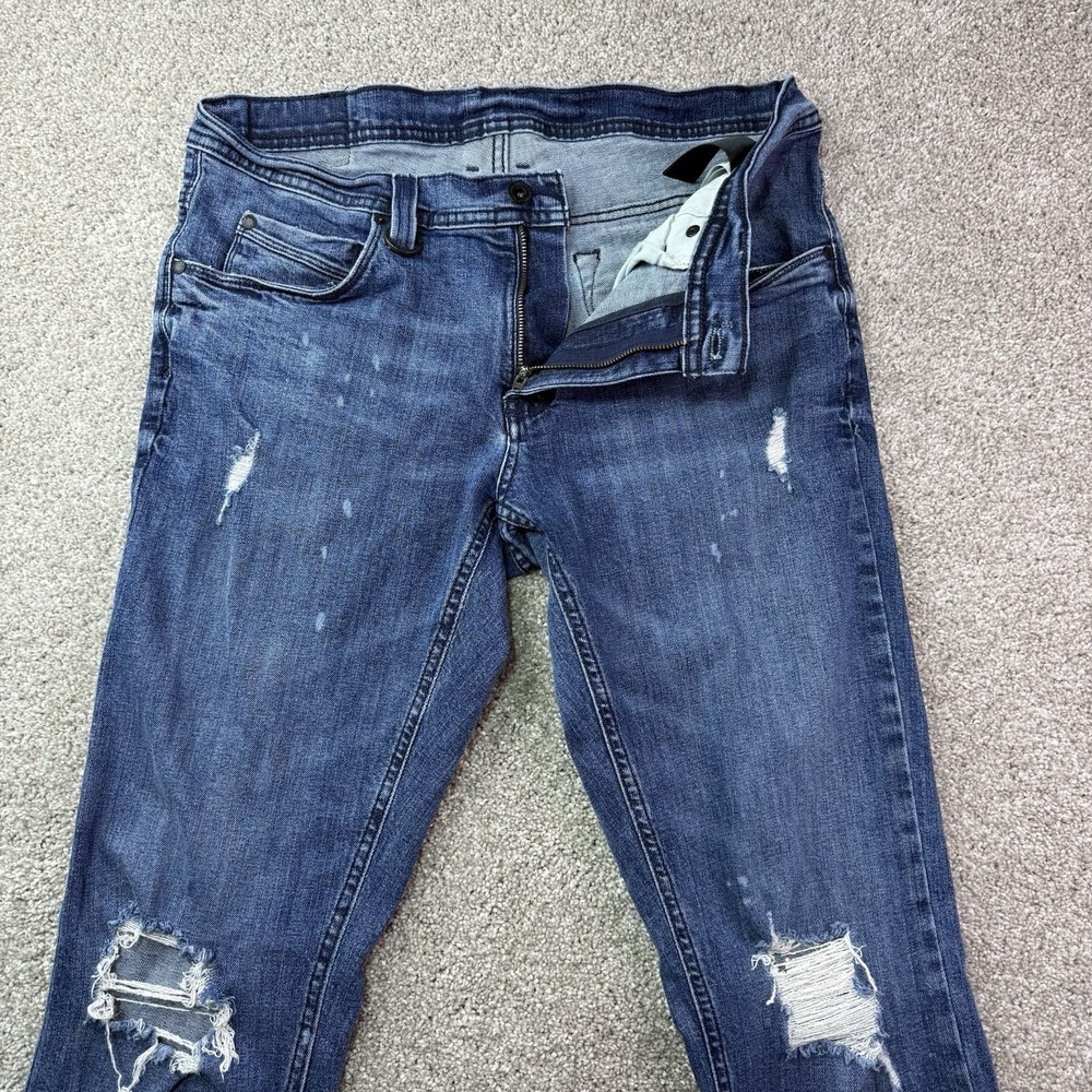 Empyre Straight‎ Fit Jeans Men's Size 32 Blue Wash Distressed Faded Wash 32X32